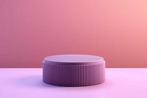 AI generated Abstract purple cylinder podium with pastel backdrop. photo