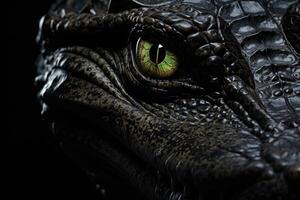 AI generated Crocodile portrait on black background photo