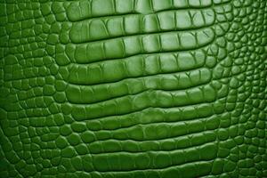 AI generated Green crocodile skin texture, closeup view photo