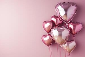AI generated Heart-shaped foil balloons for Valentine's Day or celebrations photo