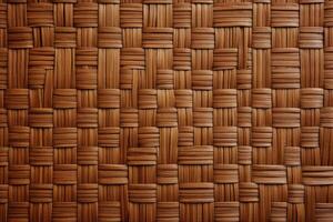 AI generated Decorative rattan wall background photo