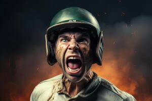 AI generated Cricket fan expresses extreme emotions during World Cup. photo