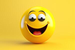 AI generated High quality round yellow cartoon bubble emoticons for social media messaging photo