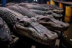 ai generado cocodrilos a tailandés granja descanso foto