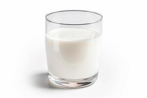 AI generated Fresh milk in glass on white background. photo