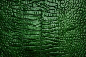 AI generated Green crocodile skin texture, closeup view photo