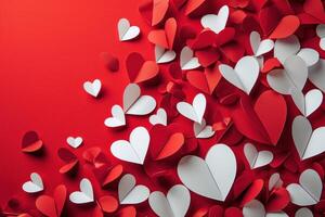 AI generated Valentines and Mothers Day White Hearts on Red Background photo