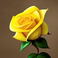 AI generated image of a yellow rose flower on a gray background, AI generation photo