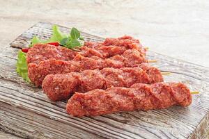 Raw beef kebab minced meat photo