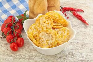 Natural organic grain rice chips photo