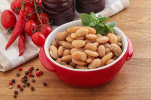 Whinte canned kidney beans in the bowl photo