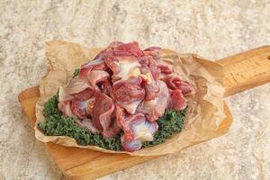 Raw chicken stomach for cooking photo