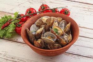 Vongole shellfish mollusc clem with butter photo