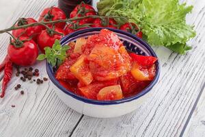 Hungarian lecho with tomato and paprika photo