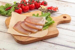 Sliced salted marlin fish carpaccio photo