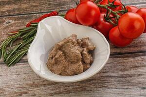 Soft chicken liver with cream photo