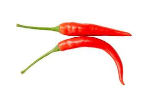 Top view of fresh red chili peppers isolated on white background with clipping path photo