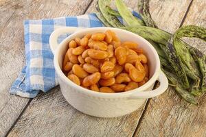 White bean in tomato sauce photo