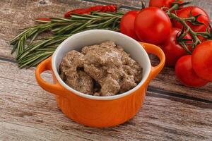 Soft chicken liver with cream photo