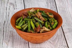 Roasted bacon with green bean photo