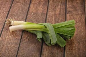 Natural raw organic green leek photo