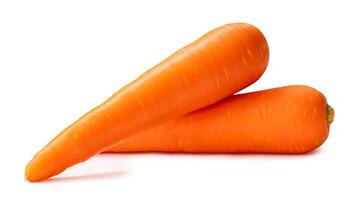 Fresh beautiful orange carrots vegetable in stack or pile isolated on white background with clipping path photo