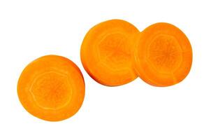 Top view set of beautiful orange carrot slice isolated on white background with cipping path photo