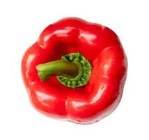 Top view of fresh red bell or sweet pepper isolated on white background with clipping path photo