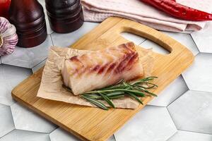 Raw cod fish steak for cooking photo
