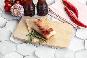 Raw cod fish steak for cooking photo