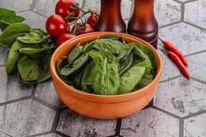 Natural organic raw green spinach photo