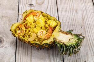 Thai cuisine - rice with prawn in pineapple photo