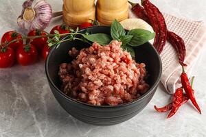 Raw minced pork uncooked meat photo