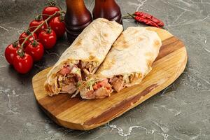 Shawarma with grilled chicken meat photo