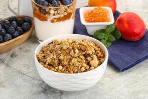 Granola museli cereal for breakfast photo