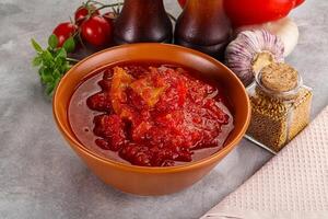 Hungarian lecho with bell pepper photo