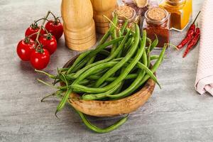 Raw green bean string uncooked photo