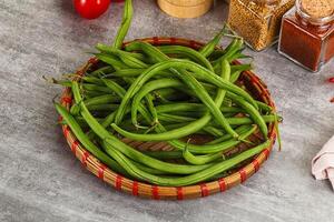 Raw green bean string uncooked photo