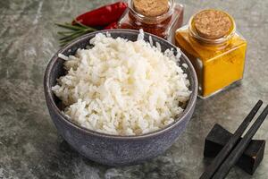 Steamed Basmati rice in the bowl photo