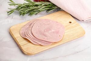 Sliced pork ham for sandwiches photo