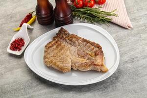 Grilled pork neck juicy steack photo