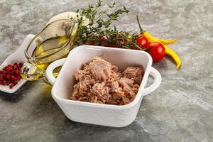 Canned tuna fillet for salad photo