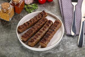 Grilled beef kebab minced meat photo