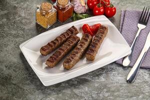 Grilled beef kebab minced meat photo