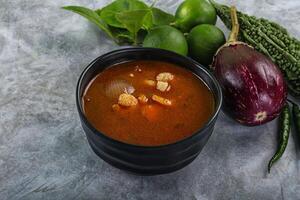 Spicy and Sour Soup with Prawns photo