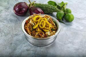 Stir fried noodles with squid photo