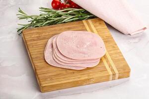 Sliced pork ham for sandwiches photo