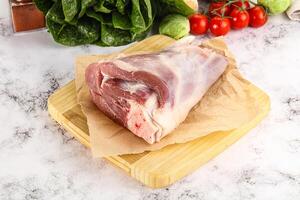 Raw lamb shank for cooking photo