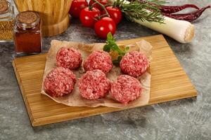 Raw beef meatball minced meat photo