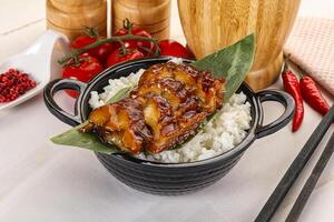 Grilled eel with steamed rice photo